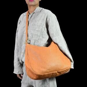 Vintage Kleinberg Sherrill Shoulder Bag Orange Oversized Crossbody Canvas Curved